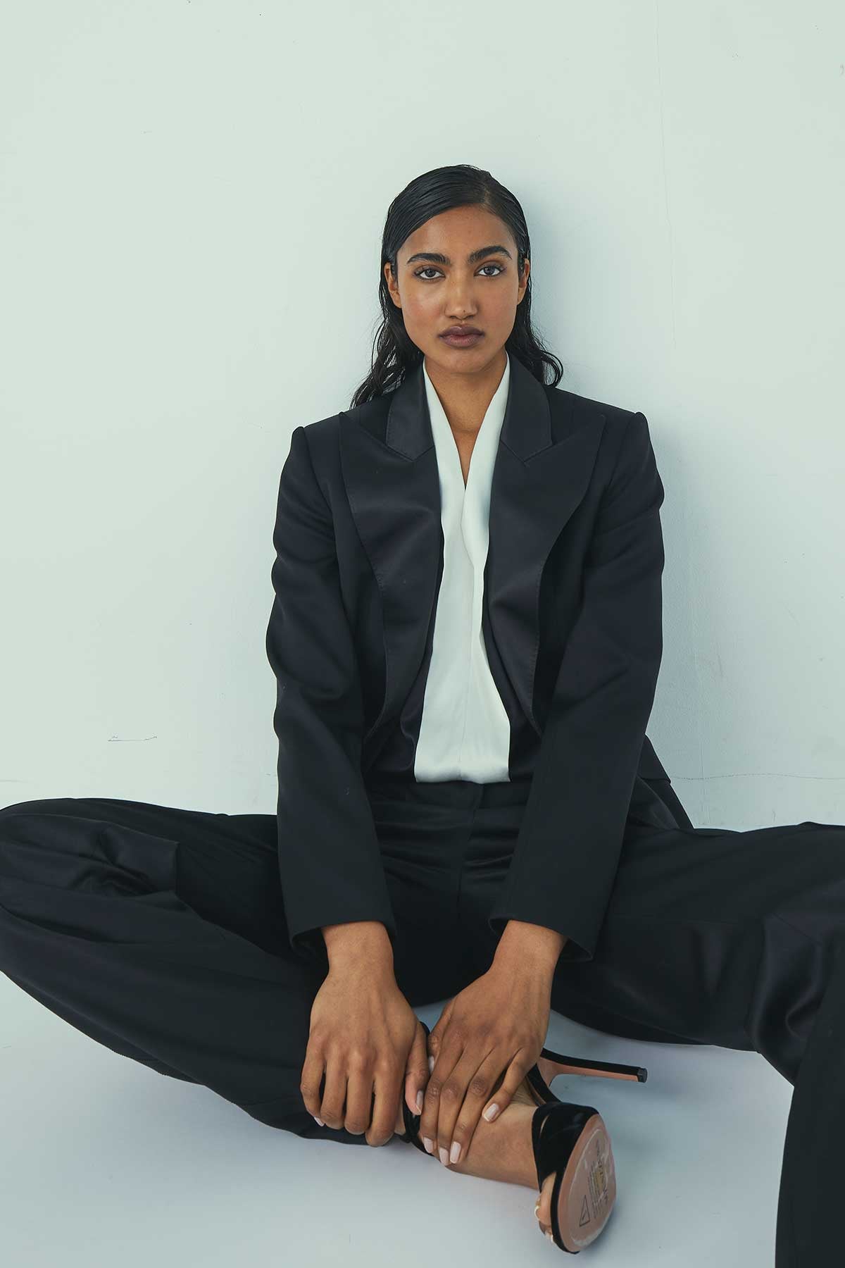 JACKET NO.139 IN JET BLACK WITH SATIN LAPELS