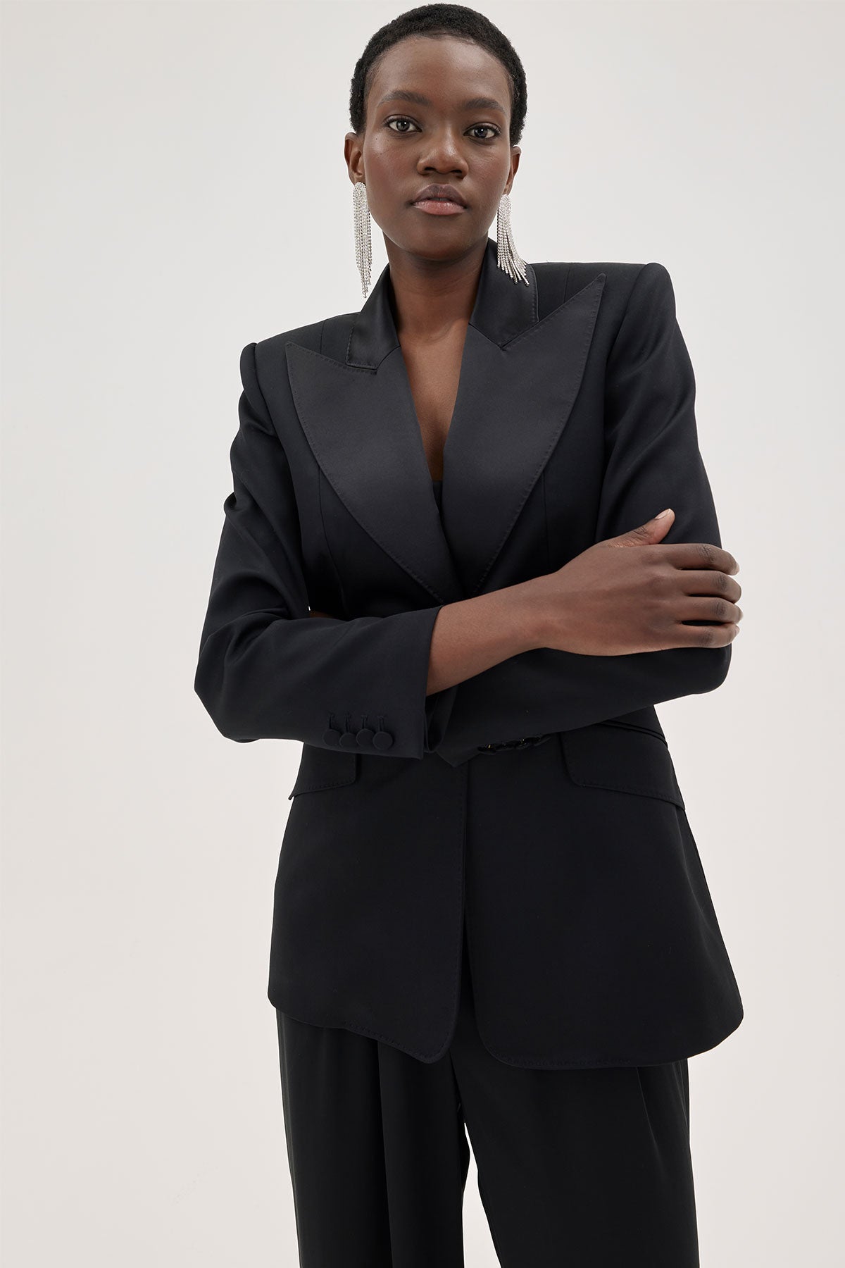 JACKET NO.139 IN JET BLACK WITH SATIN LAPELS