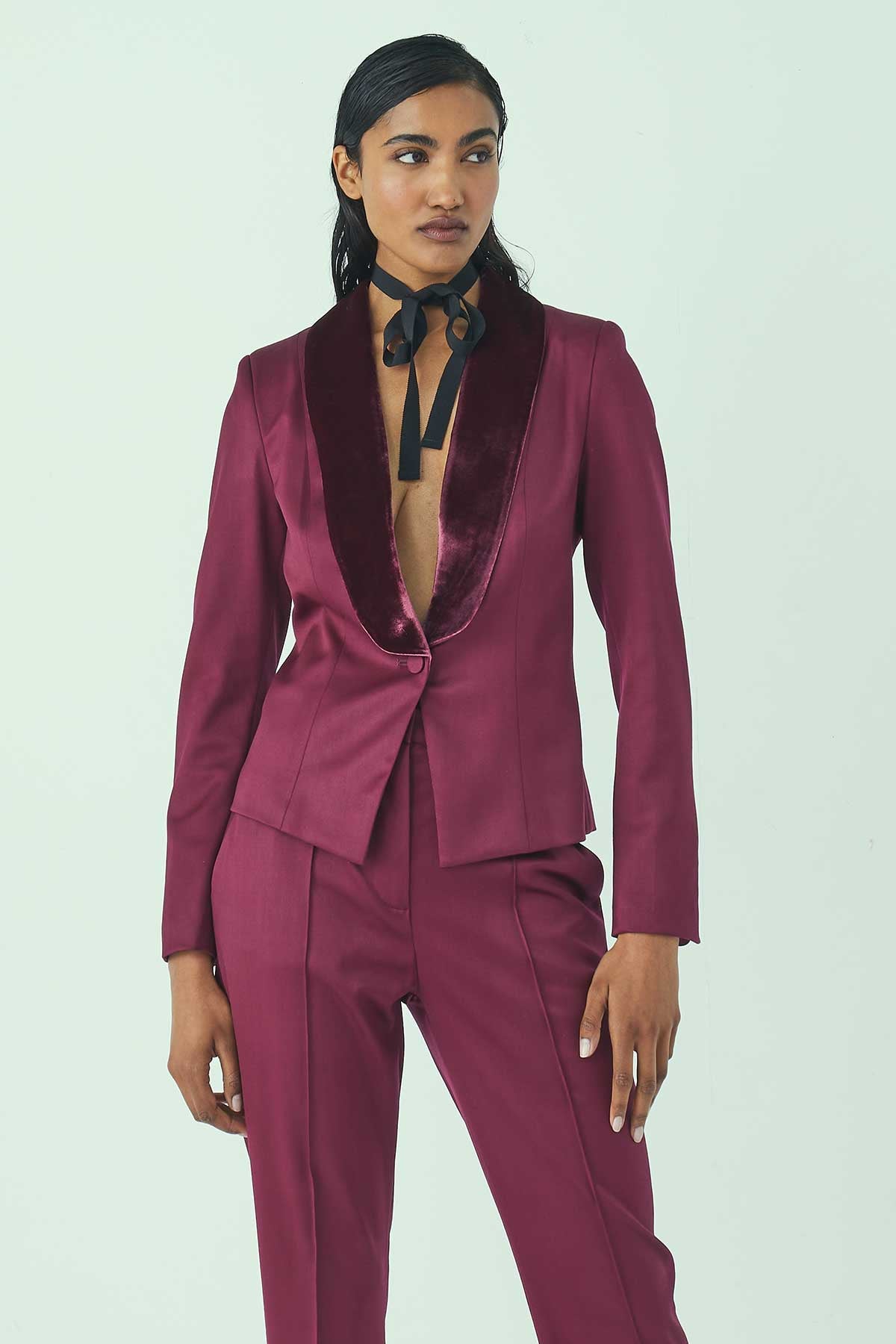 JACKET J001 IN ZINFANDEL WITH VELVET LAPEL